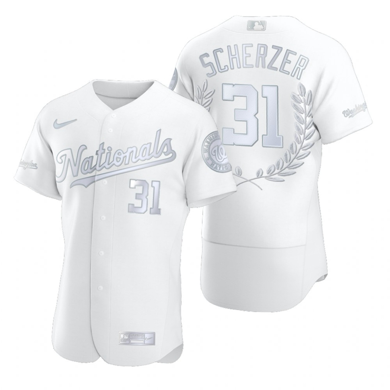 Washington Nationals #31 Max Scherzer Men Nike Platinum MLB MVP Limited Player Edition Jersey->washington nationals->MLB Jersey